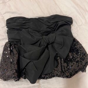 LoveShackFancy Black Sequin Bow Top